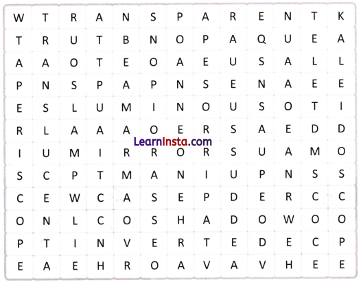 Light Shadows and Reflections Class 7 Worksheet with Answers Science Chapter 11 11