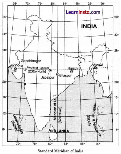 Locating Places on the Earth Class 6 Worksheet with Answers Social Science Chapter 1 4
